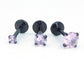 16G, 18G, 20G Pink Threadless Stud Earrings, Cartilage Cubic Zirconia Tragus Rings, Prong Set Pink CZ Black PVD Flat Back Labret Nose Ring