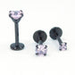 16G, 18G, 20G Pink Threadless Stud Earrings, Cartilage Tragus Rings, Prong Set Pink Crystal Black PVD Comfort Flat Back Labret Nose Ring