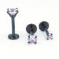 16G, 18G, 20G Pink Threadless Stud Earrings, Cartilage Cubic Zirconia Tragus Rings, Prong Set Pink CZ Black PVD Flat Back Labret Nose Ring