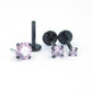 16G, 18G, 20G Pink Threadless Stud Earrings, Cartilage Tragus Rings, Prong Set Pink Crystal Black PVD Comfort Flat Back Labret Nose Ring