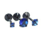 16G, 18G, 20G Blue Threadless Stud Earrings, Prong Set Royal Blue Labret Nose Ring, Black PVD Comfort Flat Back Cartilage Tragus Rings