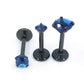Blue CZ Black PVD Threadless Labret: Cartilage Stud Earring
