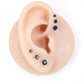Blue CZ Black PVD Threadless Labret: Cartilage Stud Earring