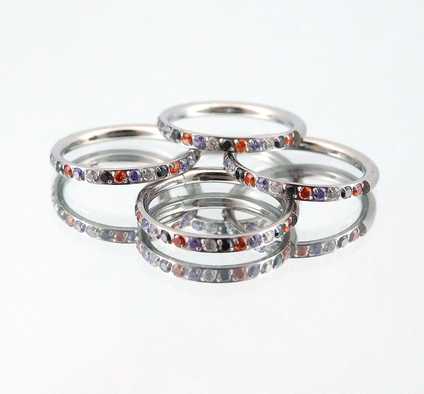 18G/20G Halloween Colors Surgical Steel Hinged Clicker Nose Stud: Hinged Segment CZ Crystal Hoop Ring, Cartilage Helix Nose Septum Ring