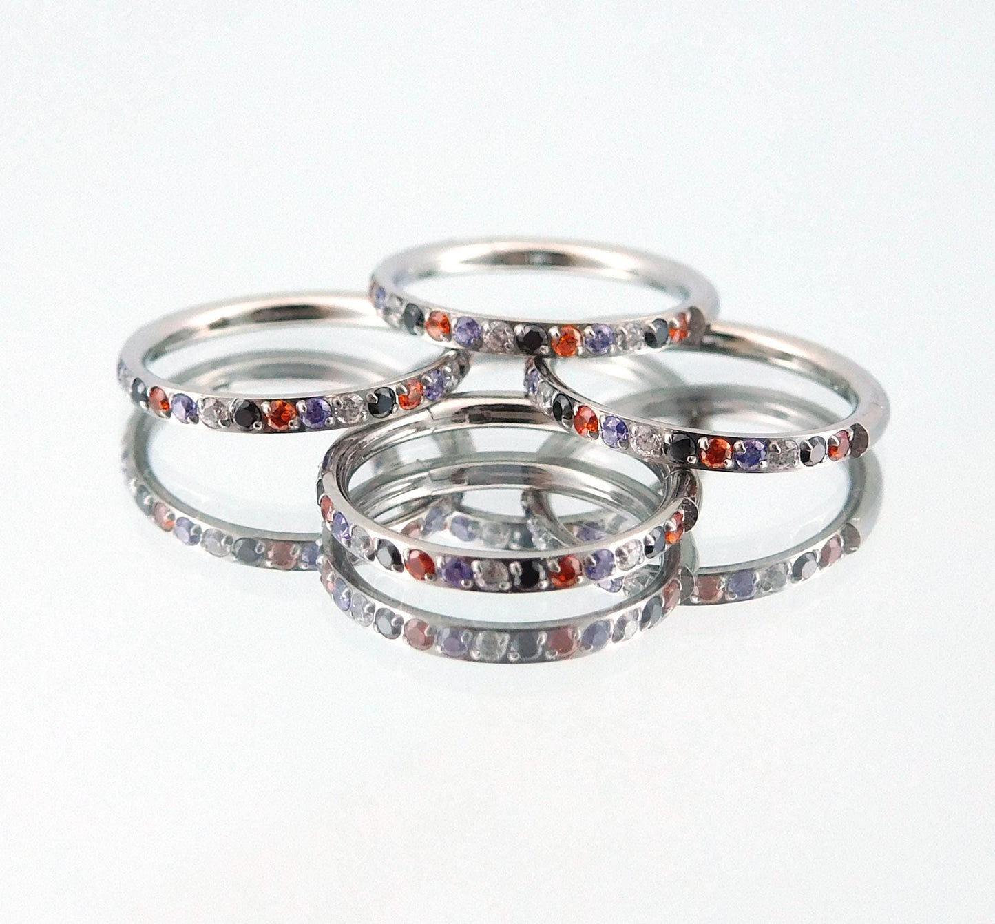 18G/20G Halloween Colors Surgical Steel Hinged Clicker Nose Stud: Hinged Segment CZ Crystal Hoop Ring, Cartilage Helix Nose Septum Ring