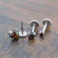18G 2-4mm Black Fire & Ice Opal Stud Earring - 20G Surgical Stainless Steel Threadless Nose Ring - 16G Cartilage Helix Ring - Halloween Stud