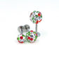 Christmas Crystal Ball Sphere Threadless Stud Earrings - 16G, 18G, 20G Holiday Cartilage Tragus Earrings