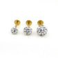 Clear Crystal Ball Gold PVD Threadless Stud Earrings - 16G, 18G, 20G Cartilage Tragus Earrings