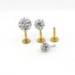 Clear Crystal Ball Gold PVD Threadless Stud Earrings - 16G, 18G, 20G Cartilage Tragus Earrings