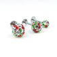 Christmas Crystal Ball Sphere Threadless Stud Earrings - 16G, 18G, 20G Holiday Cartilage Tragus Earrings