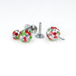 Christmas Crystal Ball Sphere Threadless Stud Earrings - 16G, 18G, 20G Holiday Cartilage Tragus Earrings