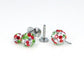 Christmas Crystal Ball Sphere Threadless Stud Earrings - 16G, 18G, 20G Holiday Cartilage Tragus Earrings