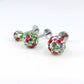 Christmas Crystal Ball Sphere Threadless Stud Earrings - 16G, 18G, 20G Holiday Cartilage Tragus Earrings