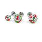 Christmas Crystal Ball Sphere Threadless Stud Earrings - 16G, 18G, 20G Holiday Cartilage Tragus Earrings