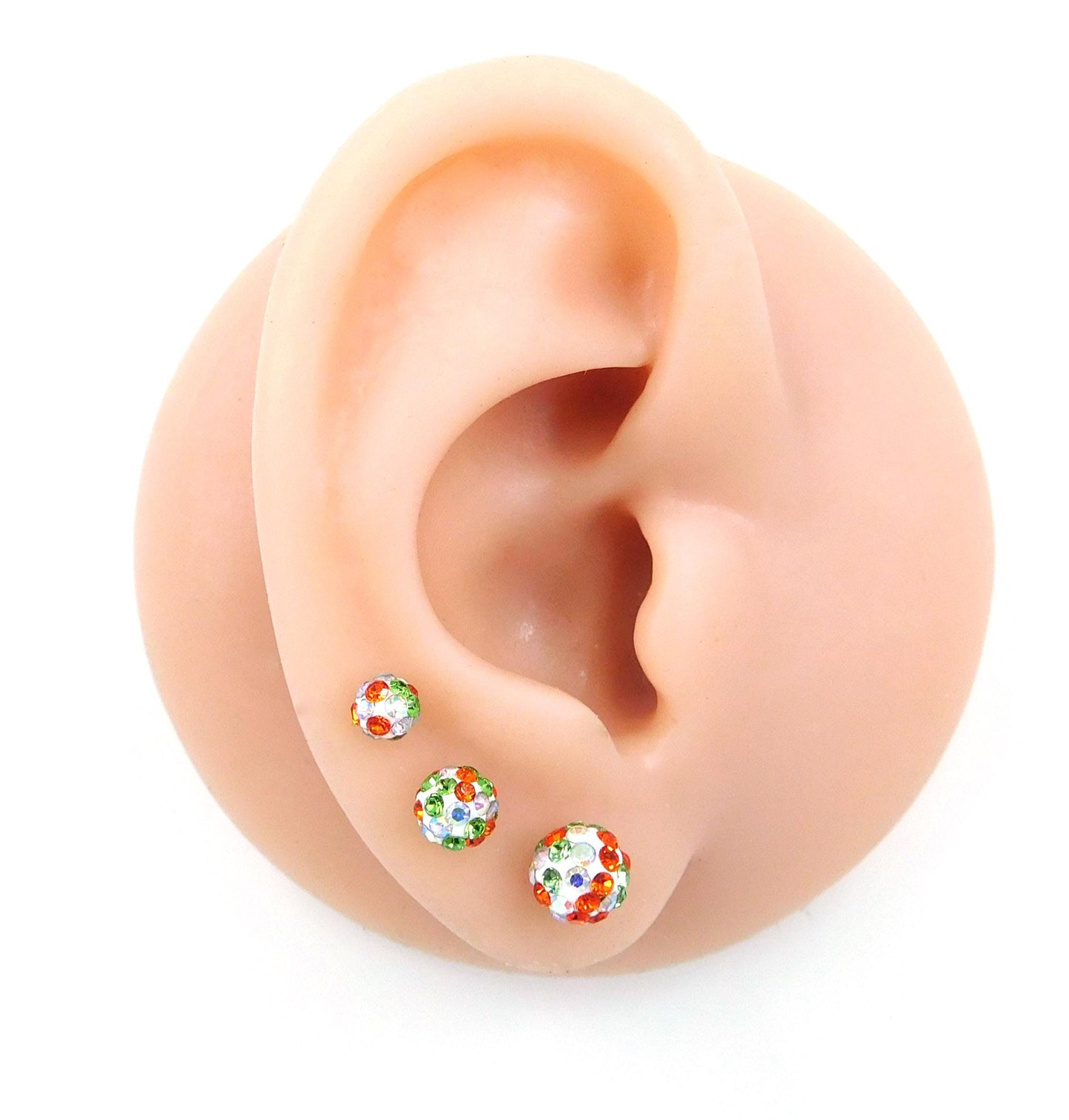 Halloween Crystal Ball Sphere Threadless Stud Earrings - 16G, 18G, 20G Black Cartilage Tragus Earrings