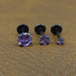 Violet Crystal Stud Earring: Black PVD Flat Back Cartilage Ring