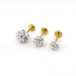 Clear Crystal Ball Gold PVD Threadless Stud Earrings - 16G, 18G, 20G Cartilage Tragus Earrings