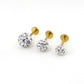 Clear Crystal Ball Gold PVD Threadless Stud Earrings - 16G, 18G, 20G Cartilage Tragus Earrings
