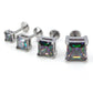 Rainbow Surgical Steel Stud Earring: Threadless Princess Cut Prong Set Labret Nose Ring