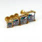 Rainbow Gold PVD Stud Earring: Threadless Princess Cut Prong Set Labret Nose Ring