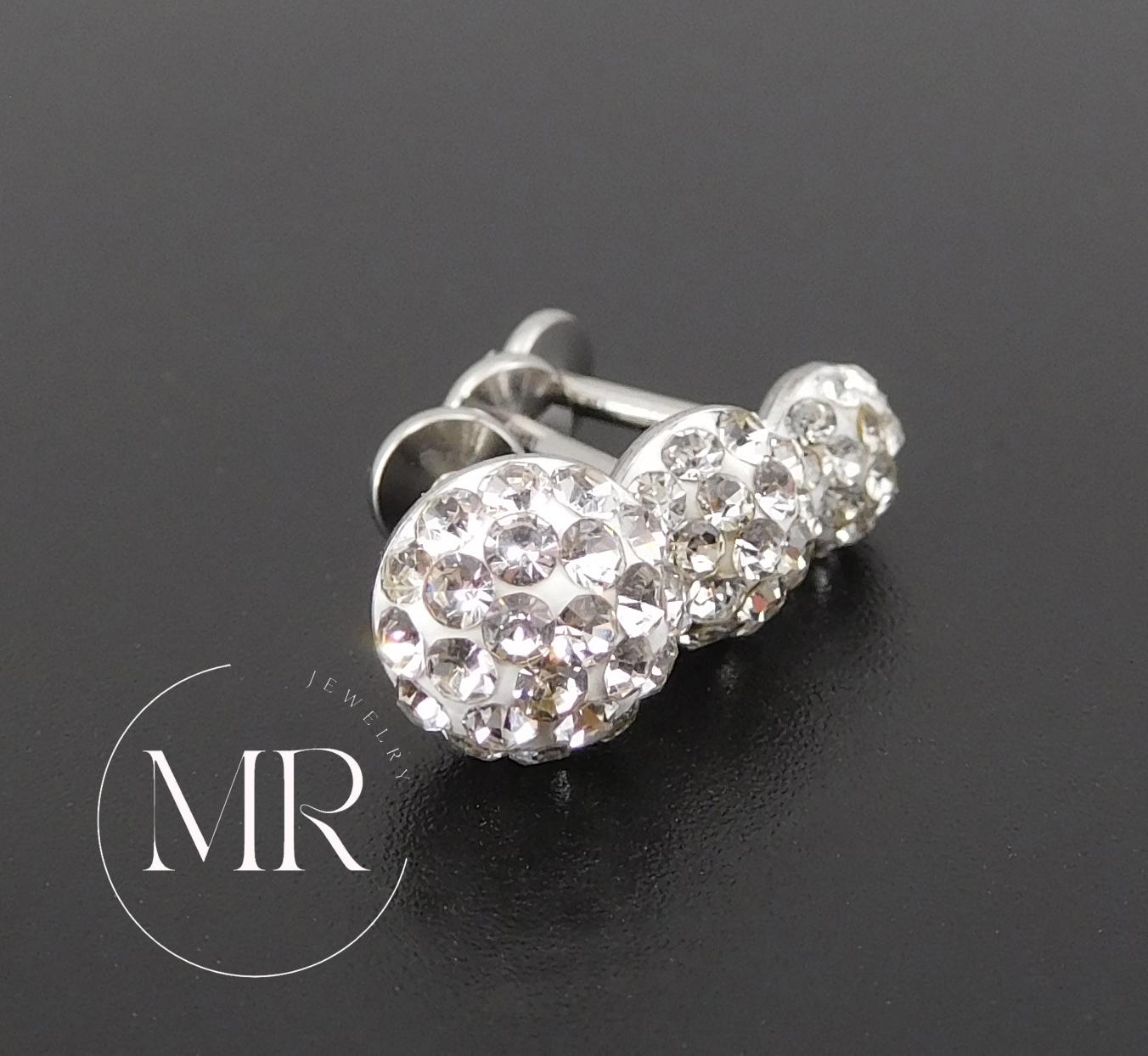 Clear Crystal Pave Circle Threadless Stud Earrings - Cartilage Tragus Nose Ring