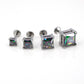 Rainbow Surgical Steel Stud Earring: Threadless Princess Cut Prong Set Labret Nose Ring