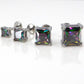 Rainbow Surgical Steel Stud Earring: Threadless Princess Cut Prong Set Labret Nose Ring