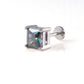Rainbow Surgical Steel Stud Earring: Threadless Princess Cut Prong Set Labret Nose Ring