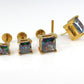 Rainbow Gold PVD Stud Earring: Threadless Princess Cut Prong Set Labret Nose Ring