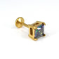 Rainbow Gold PVD Stud Earring: Threadless Princess Cut Prong Set Labret Nose Ring