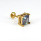 Rainbow Gold PVD Stud Earring: Threadless Princess Cut Prong Set Labret Nose Ring