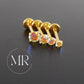 AB Moissanite Gold PVD Stud Earring: Threadless Cartilage, Tragus, Nose Ring