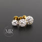 Gold PVD Threadless Stud, Clear Crystal Pave Piercing Jewelry, Cartilage Helix Tragus Nose Ring