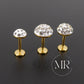 Gold PVD Threadless Stud, Clear Crystal Pave Piercing Jewelry, Cartilage Helix Tragus Nose Ring