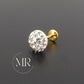 Gold PVD Threadless Stud, Clear Crystal Pave Piercing Jewelry, Cartilage Helix Tragus Nose Ring