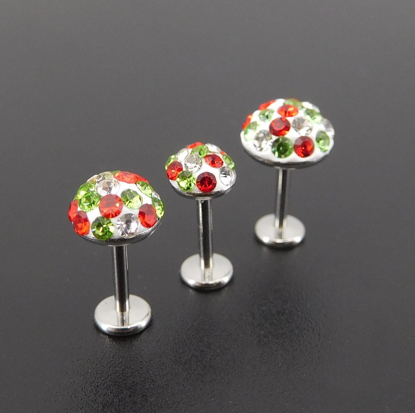 Christmas Pave Crystal Threadless Stud Earrings - Holiday Cartilage Nose Ring