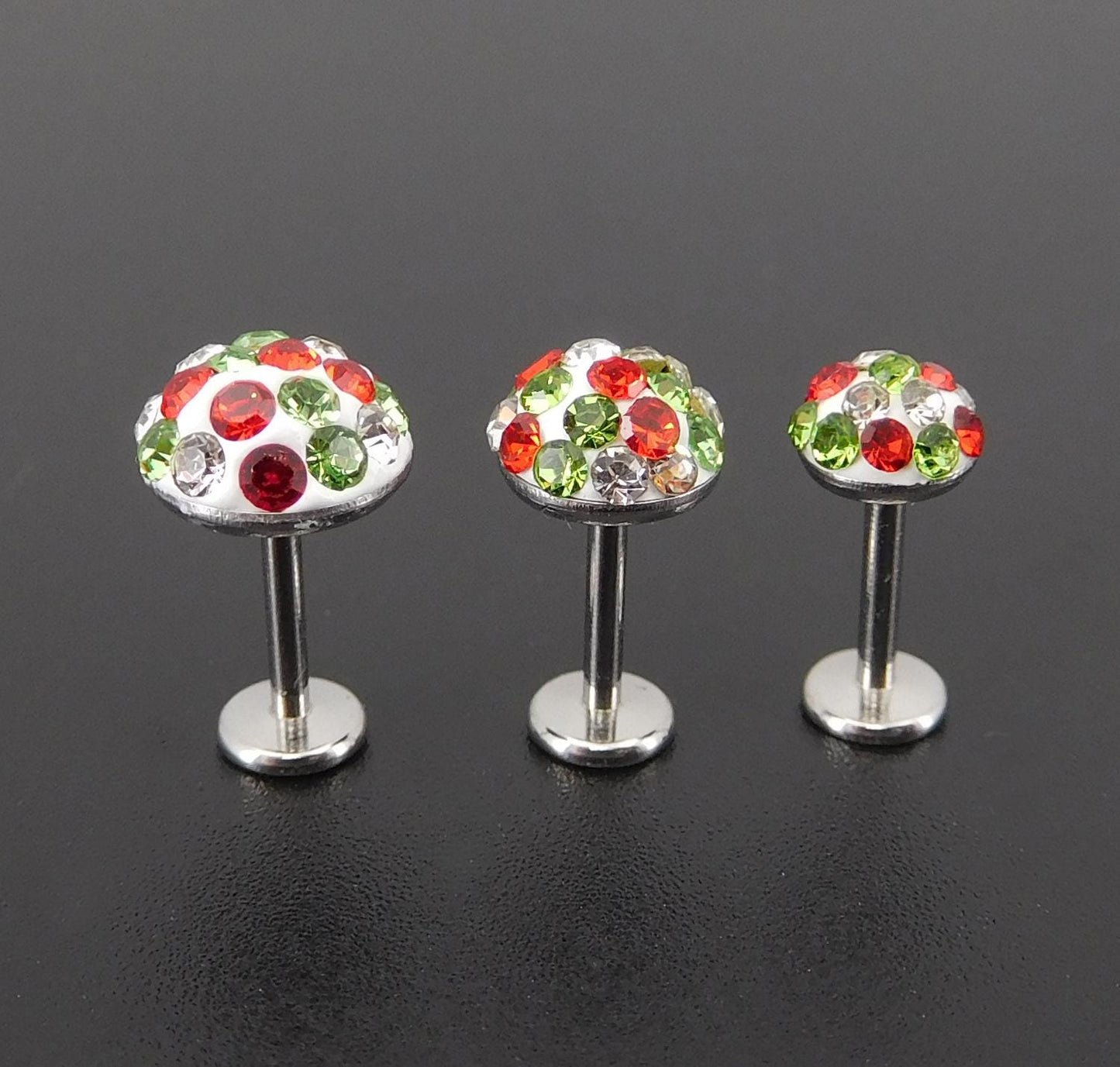 Christmas Pave Crystal Threadless Stud Earrings - Holiday Cartilage Nose Ring