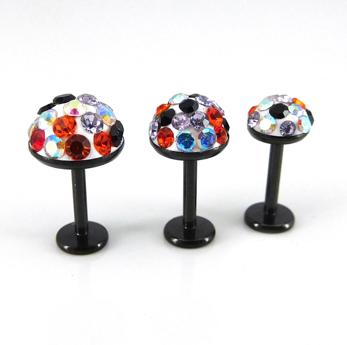 Halloween Pave Crystal Half Ball Threadless Stud Earring Push Pin Nose Ring