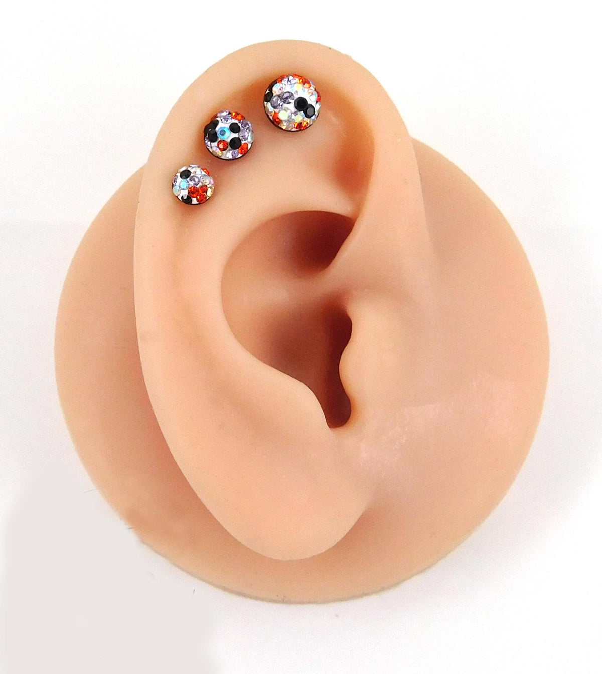 Halloween Pave Crystal Half Ball Threadless Stud Earring Push Pin Nose Ring