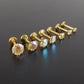 Moissanite Threadless Flat Back Stud Earring Gold PVD Stud Earring: Threadless Cartilage Tragus Ring, Nose Ring, Labret Stud Earring