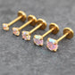 Gold Tone AB Crystal Threadless Stud Earring - AB Crystal Nose Stud - Labret Stud Earring - Flat Back Earring - Tragus Piercing Stud