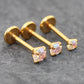 Gold Tone AB Crystal Threadless Stud Earring - AB Crystal Nose Stud - Labret Stud Earring - Flat Back Earring - Tragus Piercing Stud