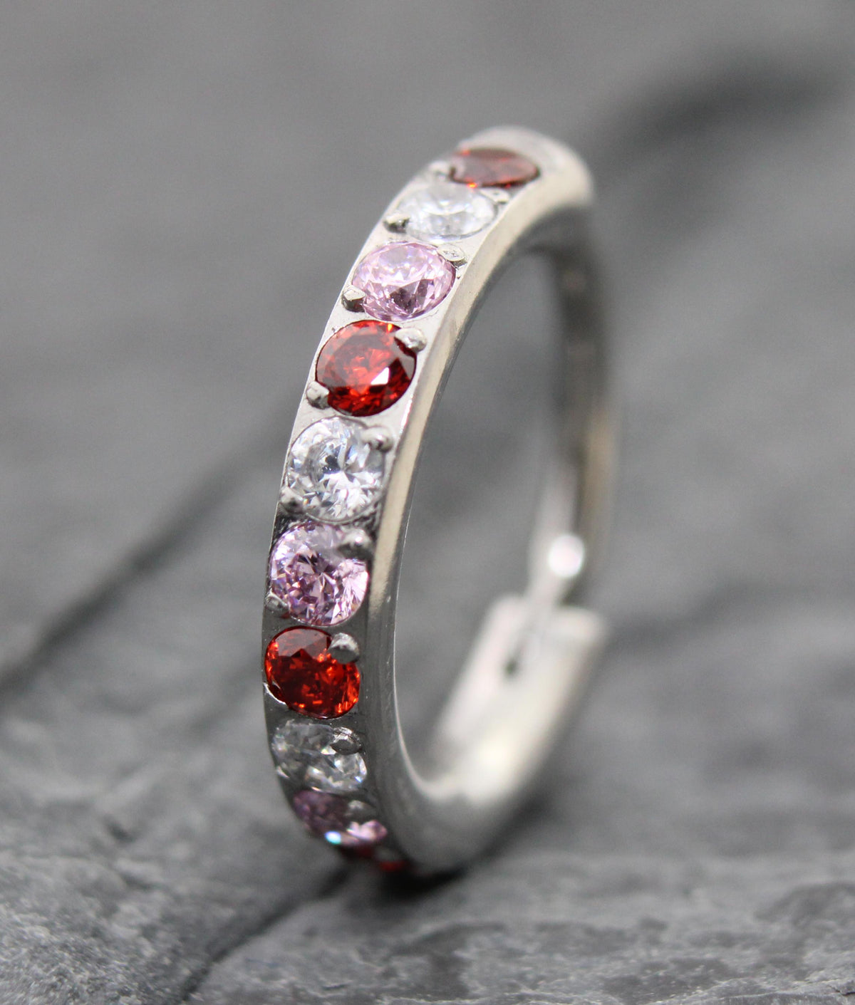 Pink CZ Nose Ring 18G 20G Surgical Steel Hinged Segment Clicker Helix Hoop