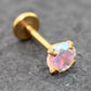 Gold Tone AB Crystal Threadless Stud Earring - AB Crystal Nose Stud - Labret Stud Earring - Flat Back Earring - Tragus Piercing Stud