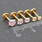 Gold Tone AB Crystal Threadless Stud Earring - AB Crystal Nose Stud - Labret Stud Earring - Flat Back Earring - Tragus Piercing Stud