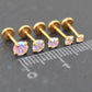 Gold Tone AB Crystal Threadless Stud Earring - AB Crystal Nose Stud - Labret Stud Earring - Flat Back Earring - Tragus Piercing Stud