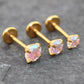 Gold Tone AB Crystal Threadless Stud Earring - AB Crystal Nose Stud - Labret Stud Earring - Flat Back Earring - Tragus Piercing Stud