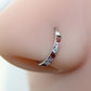 Pink CZ Nose Ring 18G 20G Surgical Steel Hinged Segment Clicker Helix Hoop