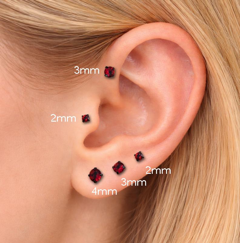 Tiny Red Tragus Flat Back Earring - Cartilage Earring • Forward Helix Piercing • Threadless Labret Piercing Stud • Tragus Piercing Stud