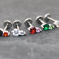 Tiny Tear Drop Threadless Labret Stud Earring • Clear Tragus Piercing Stud • Flat Back Earring • Tragus Earring • Cartilage Piercing Stud